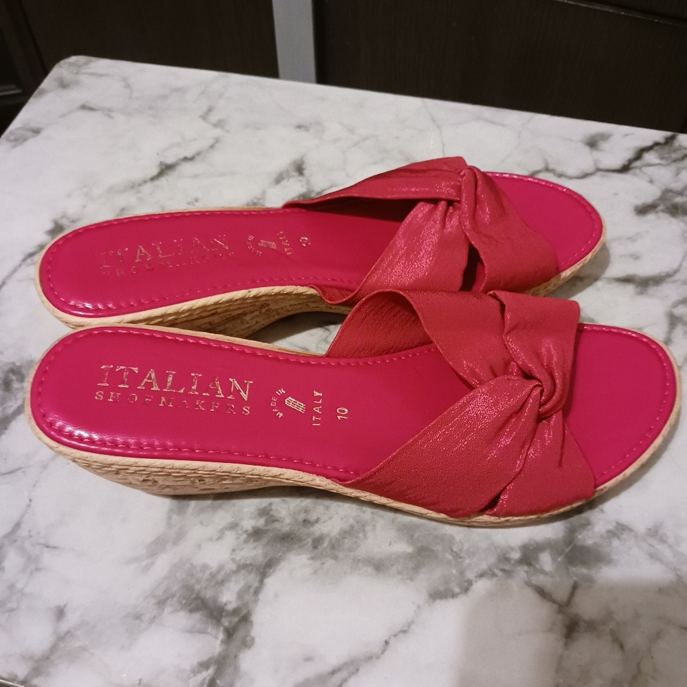 Italian Shoemakers Wedge Sandals Red Size 10